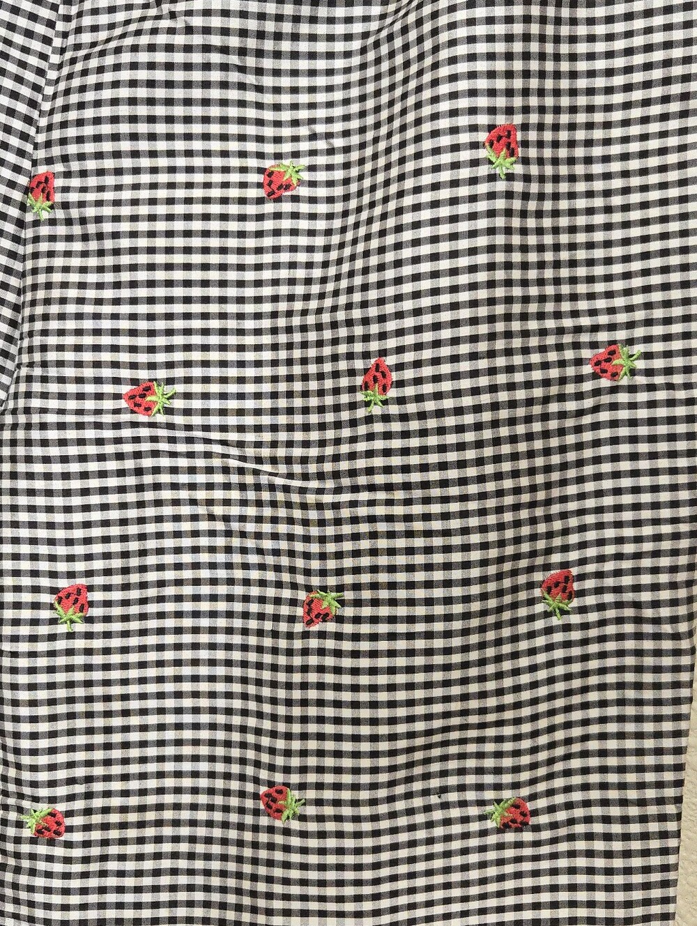 Peter Martin Silk Pants - Black White Checkered - Strawberry All-over - Size 12 - Picture 3 of 7